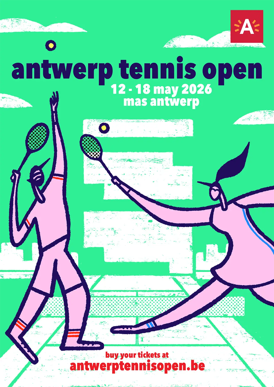Illustratie Campagnebeeld & merchandise – Antwerp Tennis Open 2026